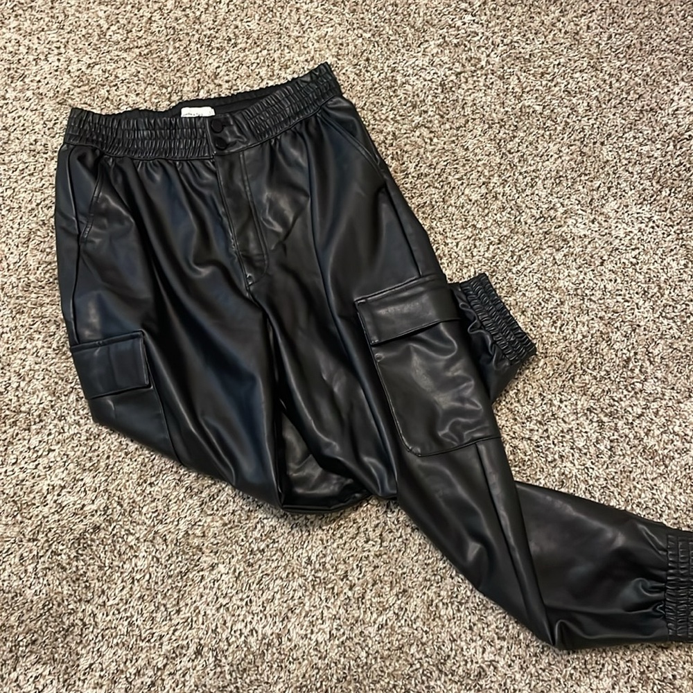 Faux leather joggers